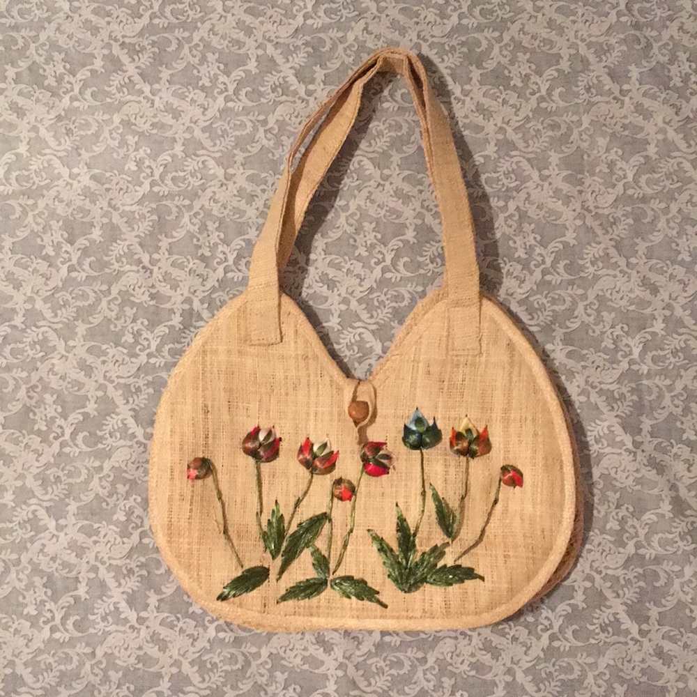 Floral Straw Raffia Handbag